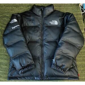 Supreme TNF The North Face Leather Nuptse Jacket Puffy Coat